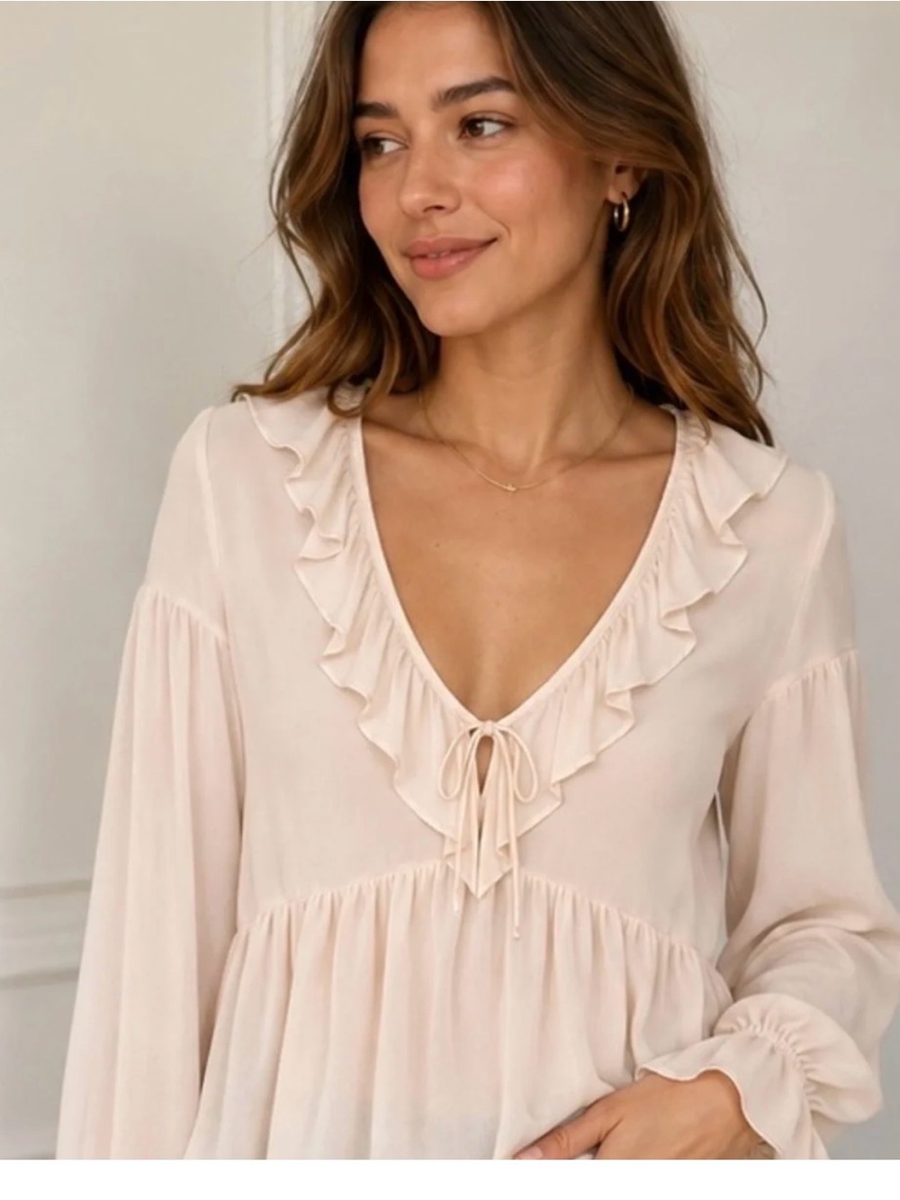 Reformation Wyn ruffle shear blouse